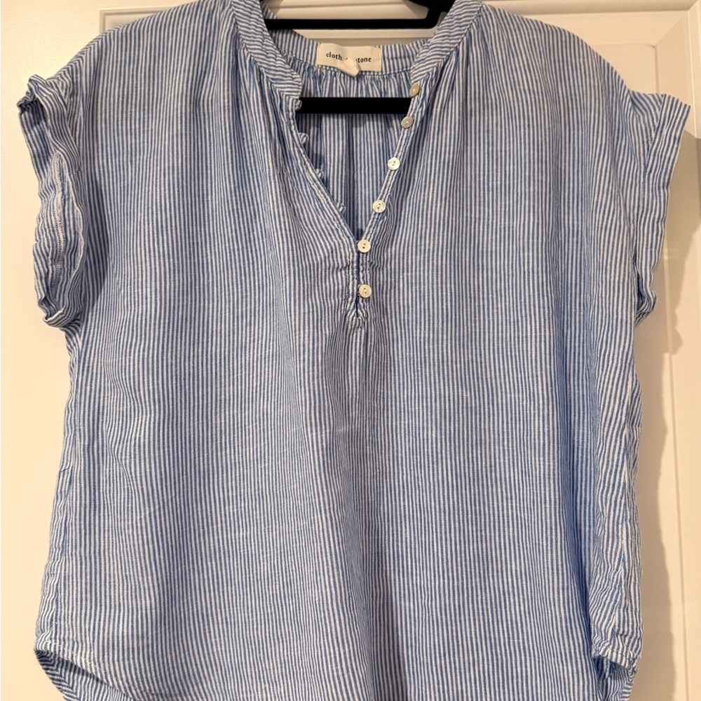 Cloth and Stone  Blue and White Striped Blouse